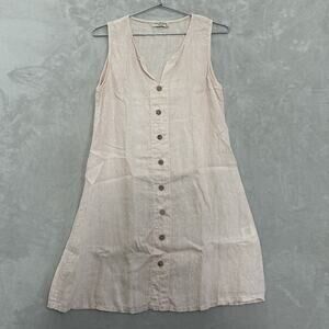 Terzo Millennio Italy Linen Sleeveless Dress Womens Size Small Pale Pink